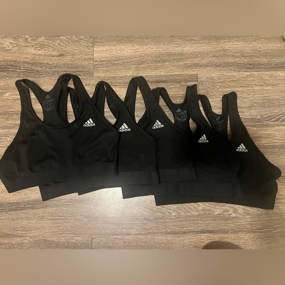 (Set of 5) Adidas Black Sports Bras